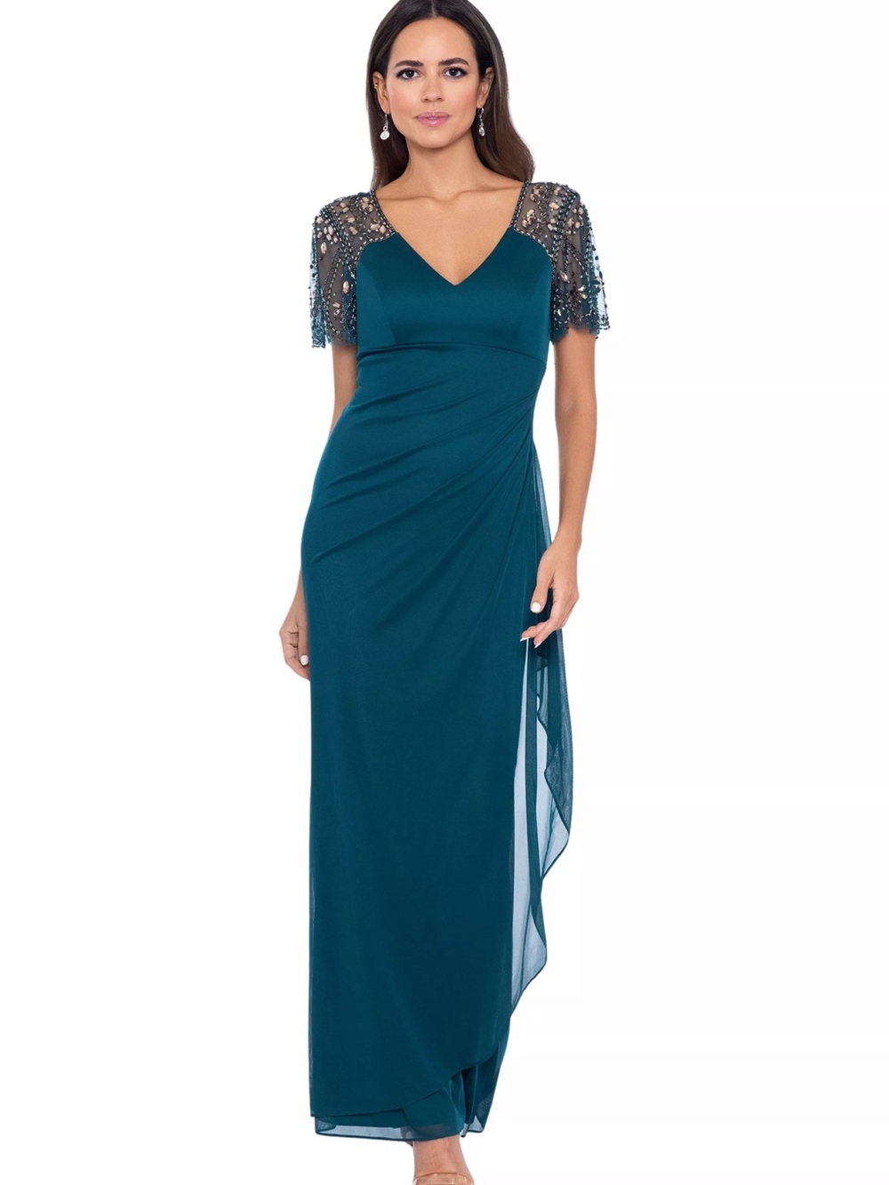 Nwot - Unworn xscape Women's V-Neck Beaded Slim Gown